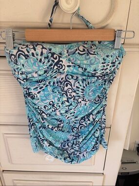 Lilly Pulitzer Mint, Aqua & Navy Printed Swim Tankini Top